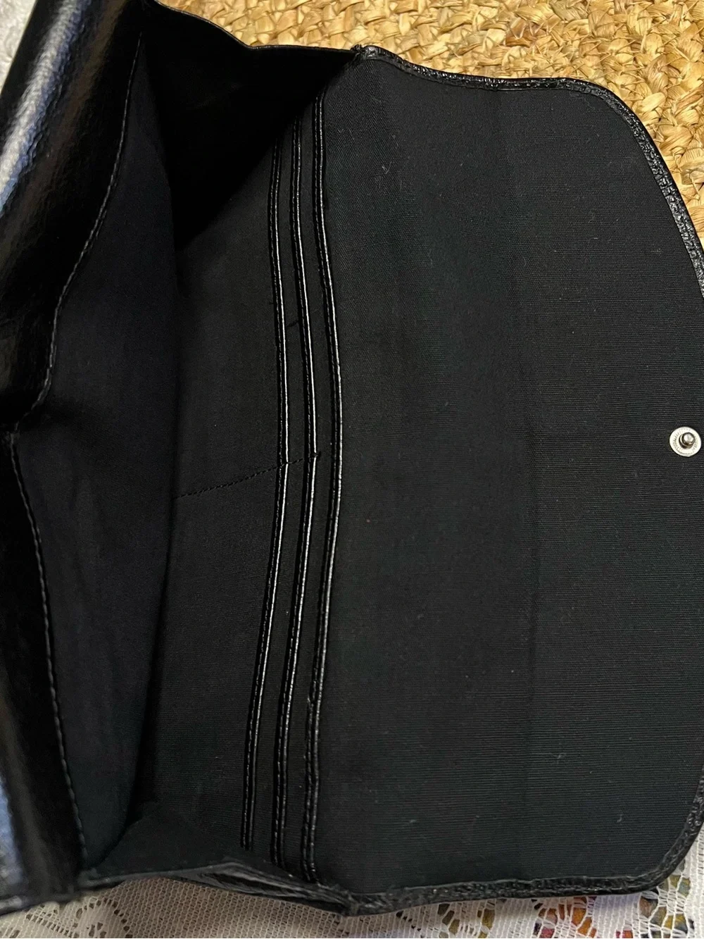 Nordstrom Classic Black Soft Leather Women's Clutch Wallet 3 Snap Compartments